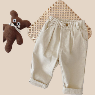Casual Jongensbroek met Elastische Tailleband – Beige/Bruin, Comfortabele Pasvorm voor 1-5 Jaar 1